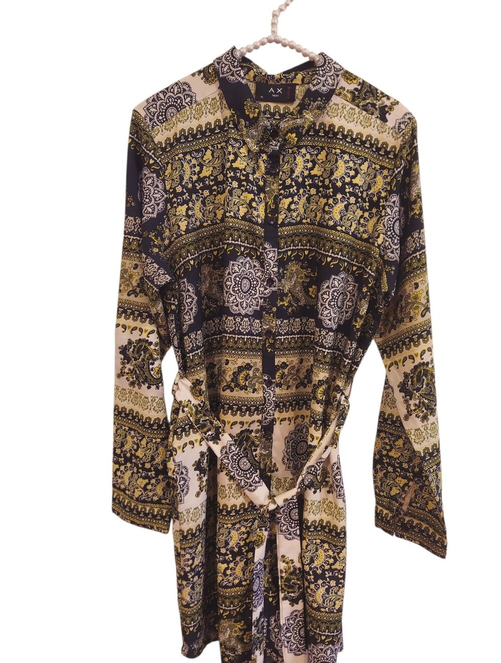 AX Paris Curve  Black and Yellow Paisley Shirt Dress